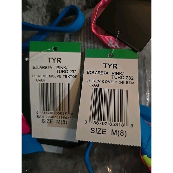 TYR Womens Durafast Le Reve  Blue/neon Tieback Top Workout Bikini Size M NEW - Picture 4 of 4